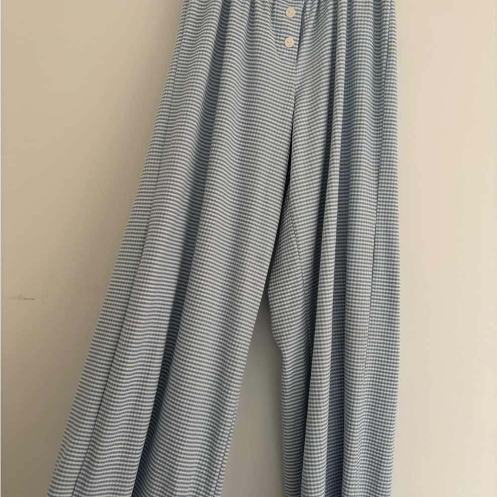 Blue and White Striped Pants